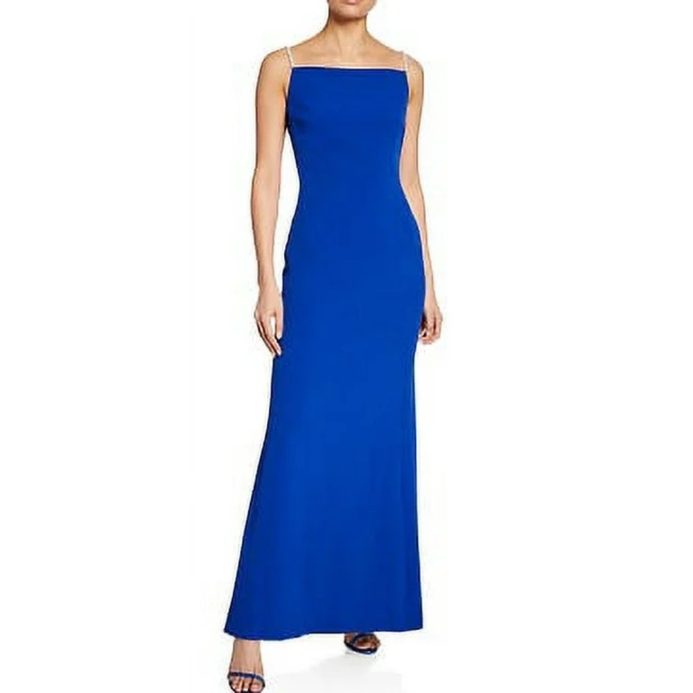 Karl Lagerfeld Paris Pearl Strap Blue Column Dress